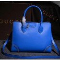 Top Gucci Bright Diamante Leather Top Handle Bag 354231 Blue VS00979
