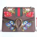 Top Gucci Dionysus Embroidered Leather Shoulder Bag Brown 403348 VS04373