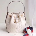 Top Gucci GG Marmont Leather Bucket Bag 476674 White VS03429
