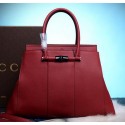 Top Gucci Lady Bamboo Leather Top Handle Bag 370815 Red VS05274