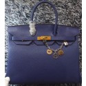 Top Hermes Birkin 35CM Tote Bag Litchi Leather HB35GL Royal VS08058
