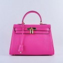 Top Hermes Kelly 28cm Shoulder Bags Peach Grainy Leather Gold VS03405