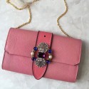 Top Miu Miu Crystal Goat Leather Clutch Bag Pink 5BF041 VS08742