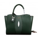 Top PRADA Calfskin Leather Tote Bag BN6606 Green VS05775