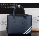 Top Prada Saffiano Leather Briefcase P241 Blue VS02034