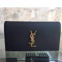 Top Saint Laurent Cassandre Grained Clutch Bag Black Y230320 VS03036