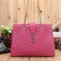 Top Saint Laurent Large Cabas Cannage Pattern Leather Bag Y26585 Rose VS04952