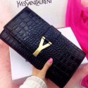 YSL Chyc Travel Case Croco Leather 30260 Black VS01993
