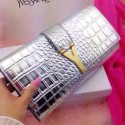 YSL Chyc Travel Case Croco Leather 30260 Silver VS05458