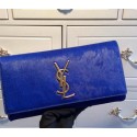 YSL Classic Monogramme Clutch Horse Hair 311213 Blue VS05110