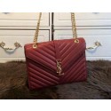 YSL Classic Monogramme Flap Bag Cannage Pattern 311224 Burgundy VS00124