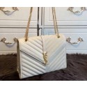 YSL Classic Monogramme Flap Bag Cannage Pattern 311224 White VS06592