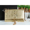 YSL Monogramme Cross-body Shoulder Bag Croco Leather Y311218 Gold VS04327
