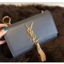 YSL Monogramme Cross-body Shoulder Bag Smooth Leather Y311218 Grey VS09243