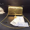 YSL Monogramme Tassel Shoulder Bag in Gold Croco Leather Y8200 VS06117