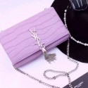 YSL Monogramme Tassel Shoulder Bag in Purple Crocodile Embossed Leather Y40493988 VS07125