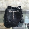 Yves Saint Laurent Flower Sheepskin Bucket Bag Black Y221290 VS08362
