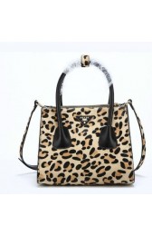 2013 Newest Prada Original Horsehair with Leopard print Tote Bag BN2625 Brown LH VS06405