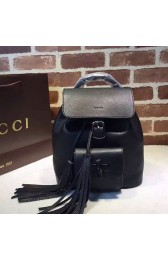 AAA Gucci Bamboo Leather Backpack Black 387149 VS09650