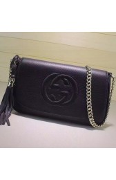 AAA Gucci Soho Leather Shoulder Bag Black 336752 VS04140