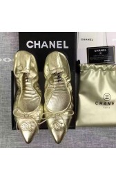 AAA Imitation Chanel Gold Sheepskin Tieks Pointed Toe CH1120 VS00526