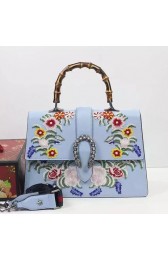 AAA Imitation Gucci Dionysus Embroidered Top Handle Bag Blue 421999 VS09709