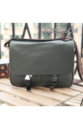 AAA Imitation Prada Grainy Calf Leather Messenger Bag VA0768 Dark Green VS06363