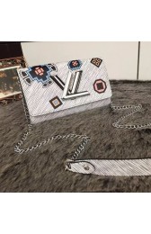 AAA Louis Vuitton Calfskin Leather Twist Chain Wallet White M15162 VS07042