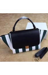 AAAAA Celine Trapeze Tote Bag Fabric CTA6608 Black&White&Green VS05030