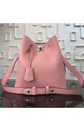 AAAAA Knockoff Louis Vuitton Soft Calfskin Lockme Bucket Pink M54677 VS05413