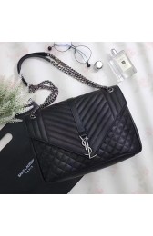 AAAAA Saint Laurent Monogram Large Chain Shoulder Bag Black Calfskin 440115 VS04986