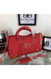 Balenciaga Goatskin Classic Metallic Edge City Bag B30589 Red VS07931