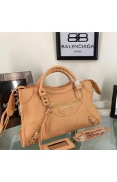 Best Balenciaga Goatskin Classic Metallic Edge City Bag B30589 Apricot VS03425