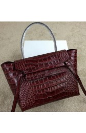 Best Celine Belt Bag Original Croco Leather CL98312M Burgundy VS03414
