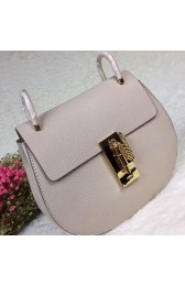 Best Chloe Drew Calf Leather Shoulder Bag Light Grey 151050 VS08612