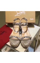 Best Christian Louboutin Calfskin Sandal Silver CL001 VS07926