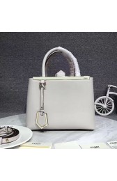Best Fendi 2Jours Calf Leather Petite Tote Bag White FB1754 VS00496