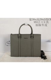 Best Knockoff Prada Original Leather Briefcase P99121 Khaki VS01588