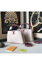 Best Louis Vuitton Taurillon Leather Capucines PM Pink and Rose M42237 VS09731