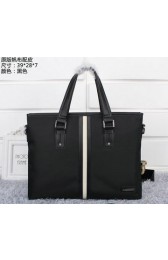 Best Prada Fabric & Leather Briefcase P08971 Black VS02968