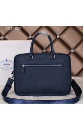 Best Prada Saffiano Leather Briefcase VA1052 Blue VS08324