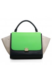 Best Quality Celine Trapeze tote Bag 3342 by Original Calfskin Leather in Green and Black with Cream VS00848