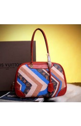 Best Quality Fake Louis Vuitton Runway 2015 Multicolor Monogram Canvas Suede Bowling Bag M92233 Red VS08991