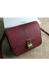 Celine Classic Box Small Flap Bag Genuine Snake C11042 Burgundy VS02533