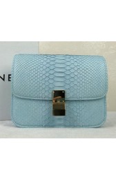 Celine Classic Box Small Flap Bag Genuine Snake C11042 SkyBlue VS00395