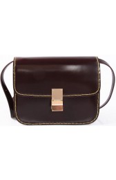 Celine Classic Box Small Flap Bag Iridescent Leather C88007C Burgundy VS00651