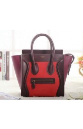 Celine Luggage Micro Boston Bag Original Leather 3307 Red&Brown&Burgundy VS02554
