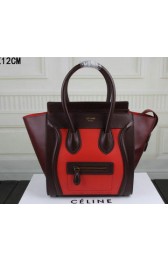 Celine Luggage Micro Tote Bag Original Leather C3308M Red&Black&Maroon VS00903