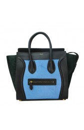 Celine Luggage Mini Bag Horsehair CL88022 SkyBlue&Black VS03561