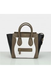 Celine Luggage Mini Bag Original Leather CL88022 White&Black&Khaki VS02820